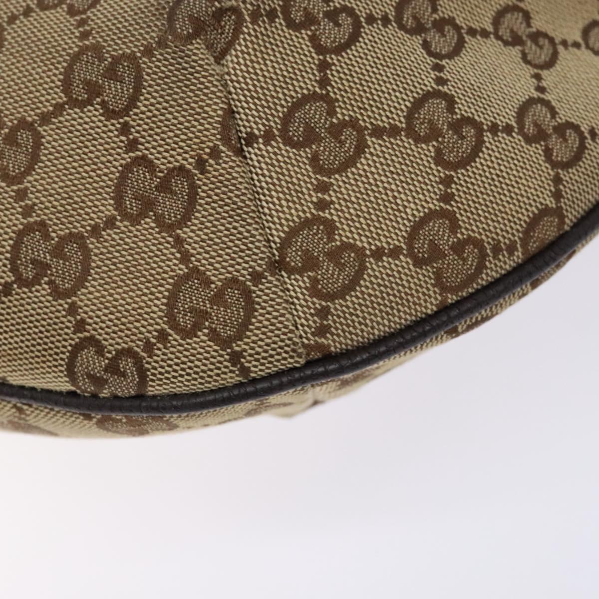 GUCCI GG Canvas Web Sherry Line Shoulder Bag Beige Silver 181092 Auth sw1203