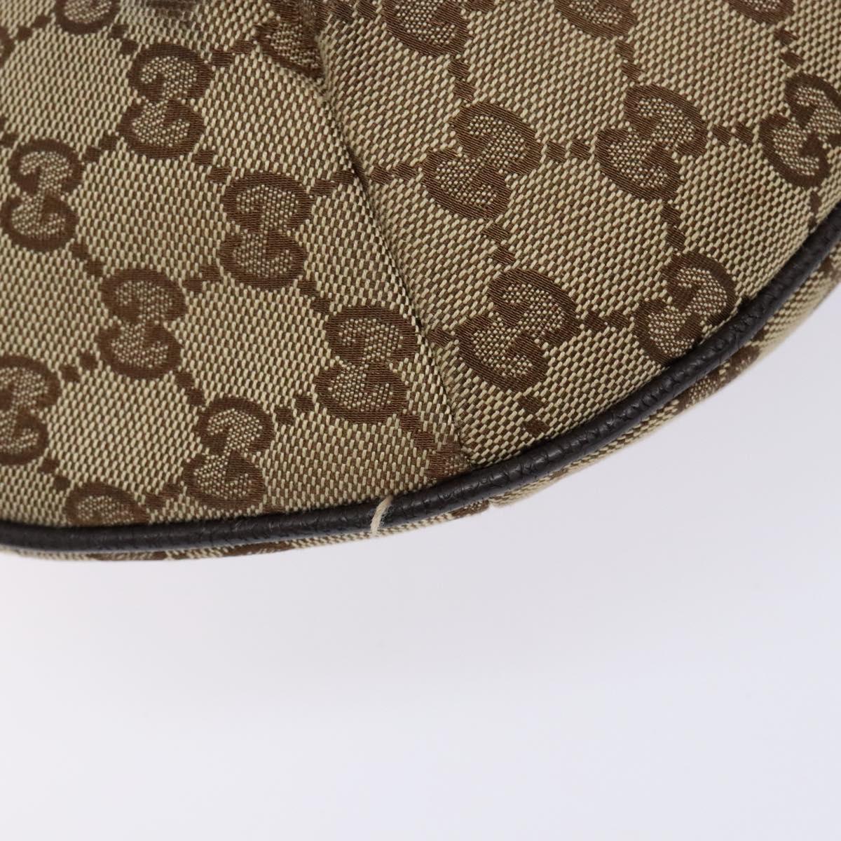 GUCCI GG Canvas Web Sherry Line Shoulder Bag Beige Silver 181092 Auth sw1203