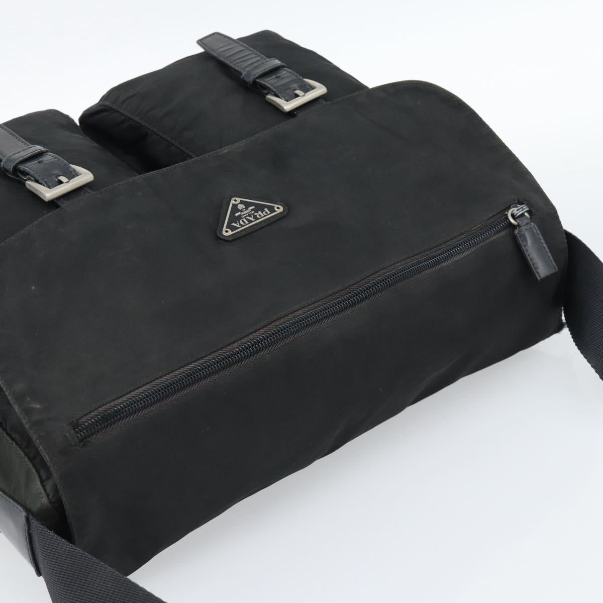 PRADA Shoulder Bag Nylon Black Silver Auth sw1204