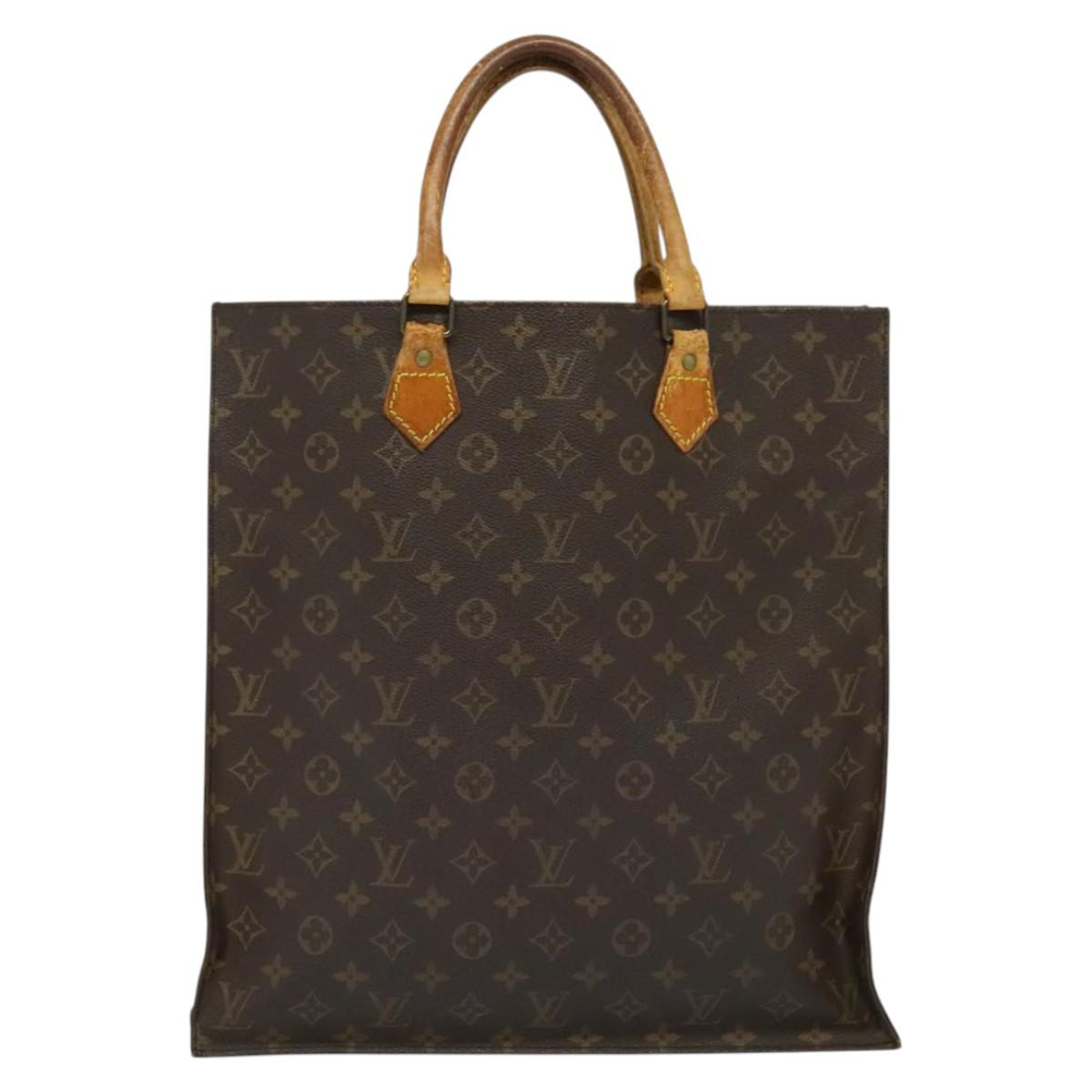 LOUIS VUITTON Monogram Sac Plat Hand Bag M51140 LV Auth sw1208