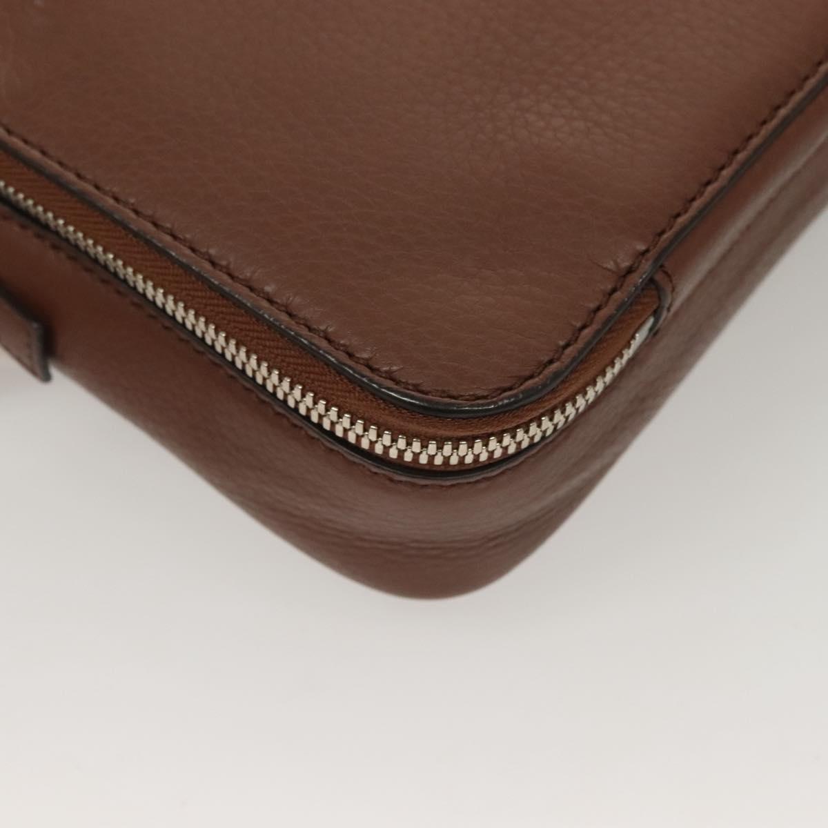 GUCCI Clutch Bag Leather Brown Silver 337083 Auth sw1217