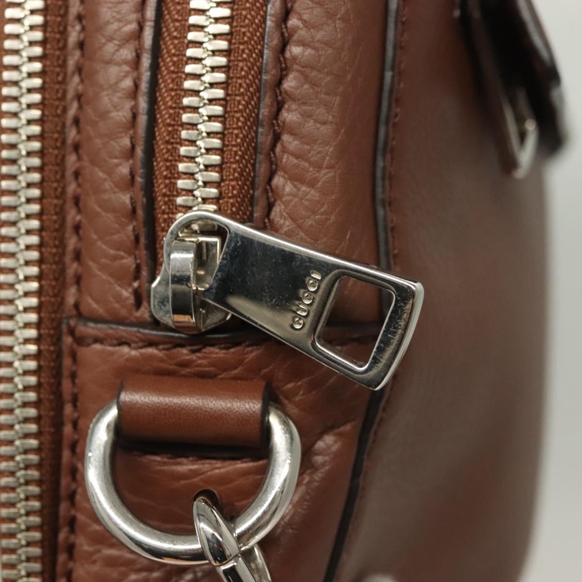 GUCCI Clutch Bag Leather Brown Silver 337083 Auth sw1217