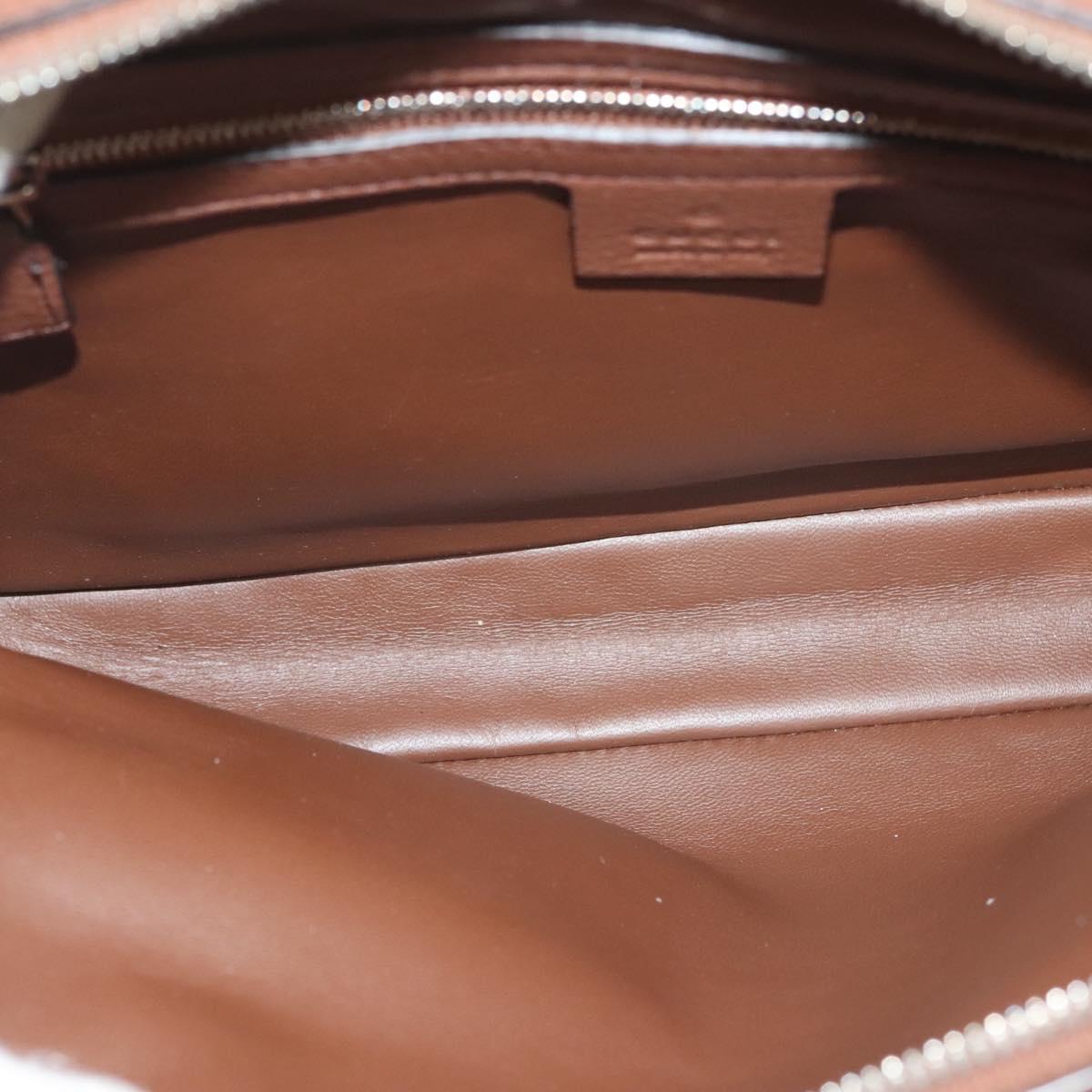 GUCCI Clutch Bag Leather Brown Silver 337083 Auth sw1217