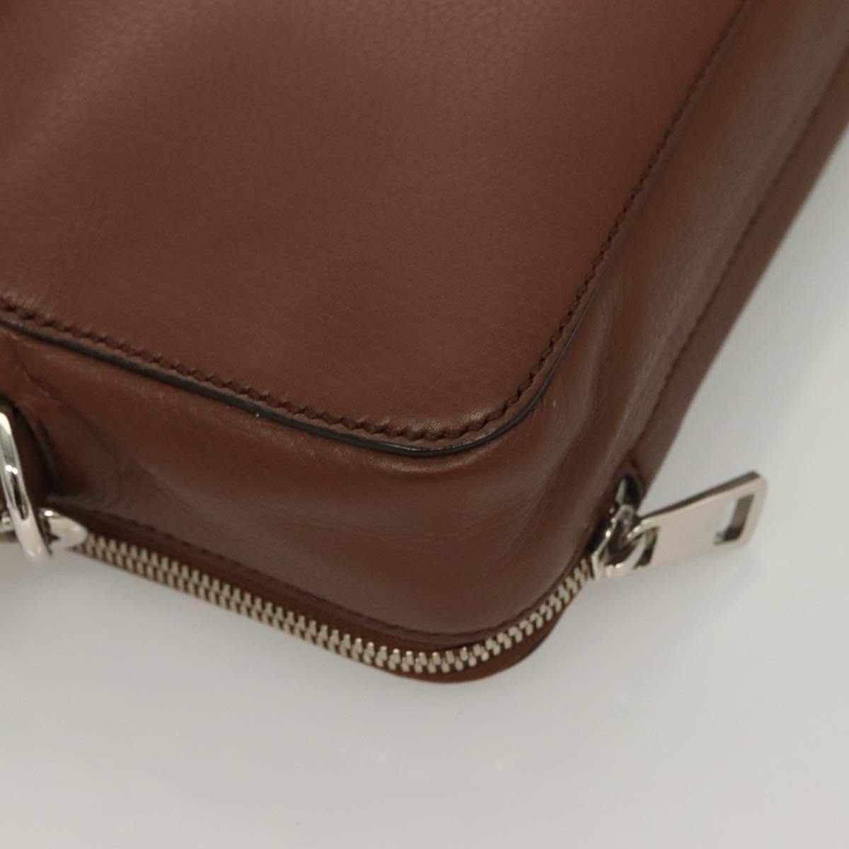 GUCCI Clutch Bag Leather Brown Silver 337083 Auth sw1217