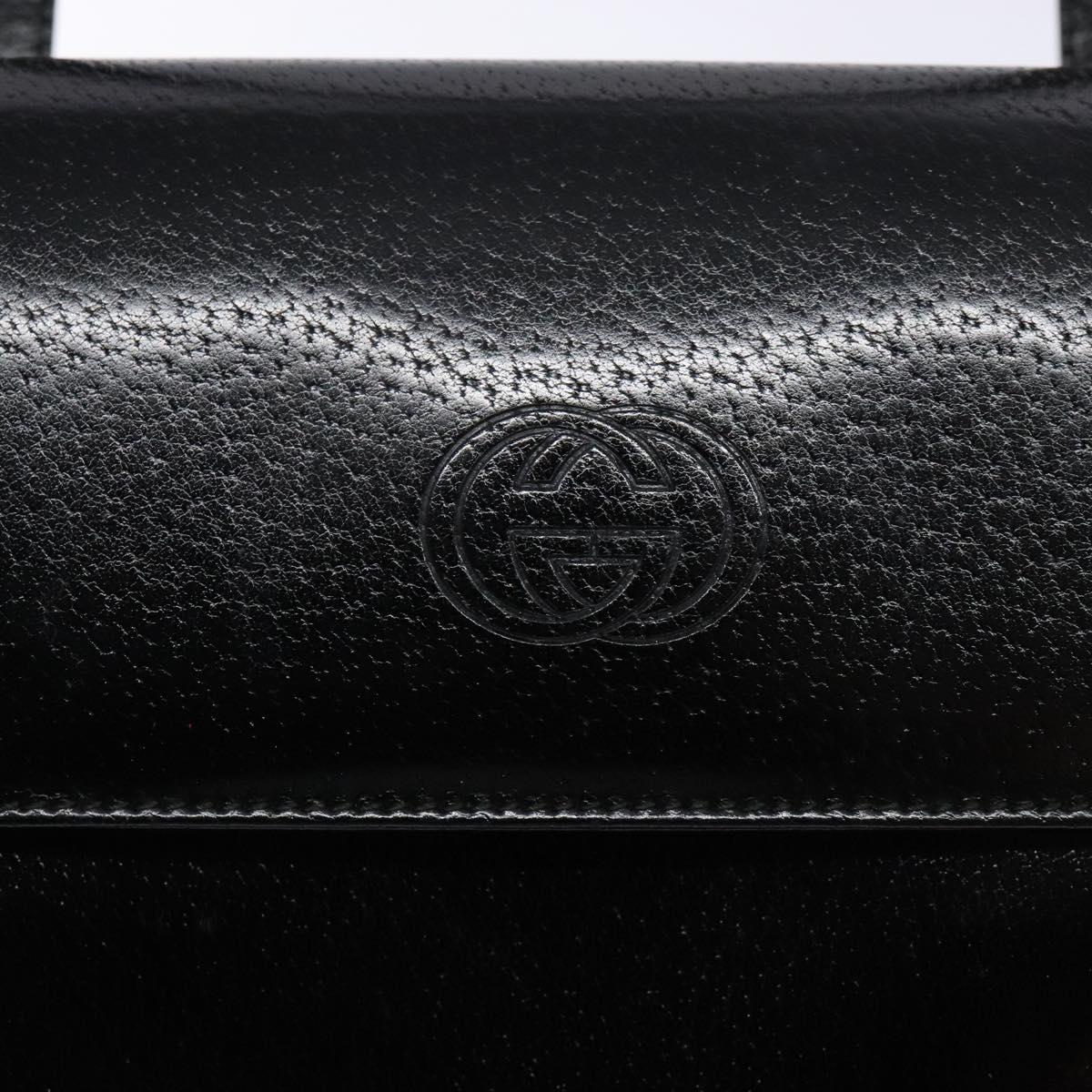 GUCCI Hand Bag Leather Black Gold 000 109 0098 Auth sw1220