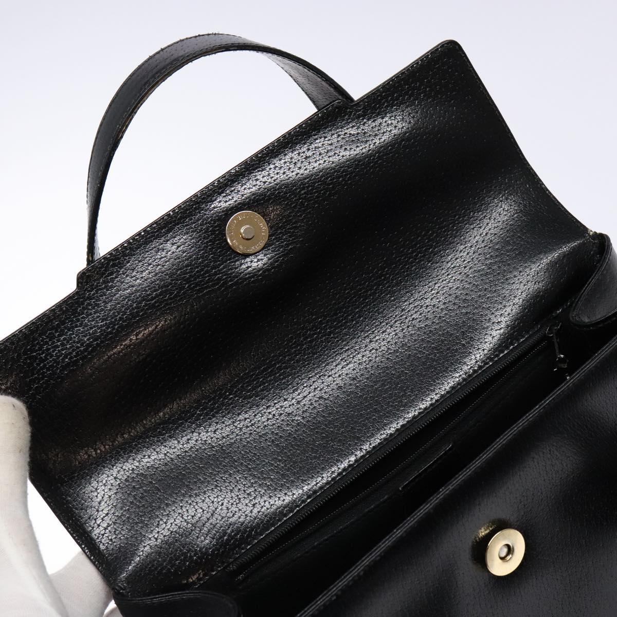GUCCI Hand Bag Leather Black Gold 000 109 0098 Auth sw1220