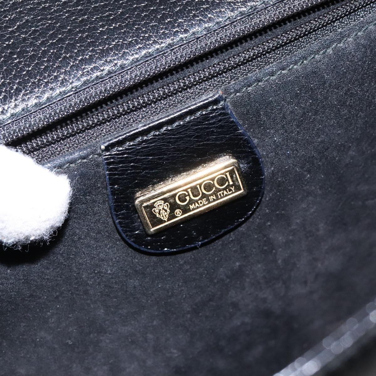 GUCCI Hand Bag Leather Black Gold 000 109 0098 Auth sw1220