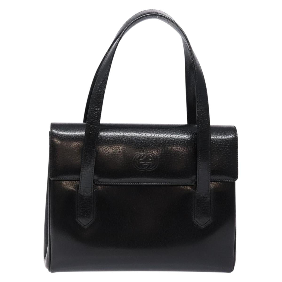 GUCCI Hand Bag Leather Black Gold 000 109 0098 Auth sw1220