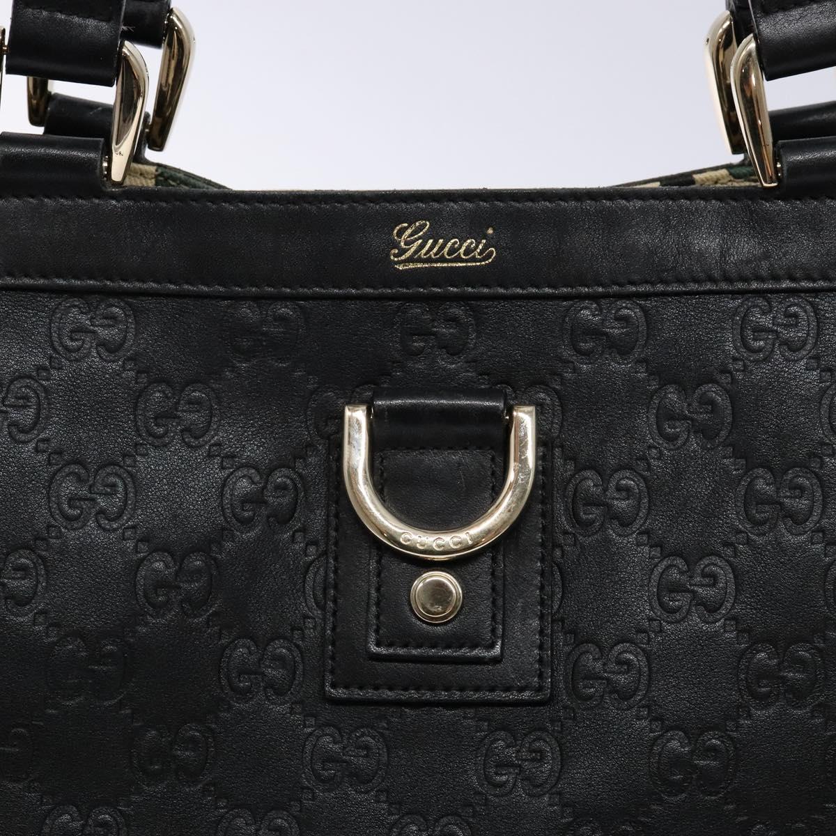 GUCCI GG Canvas Guccissima Tote Bag Leather Black Gold 141472 Auth sw1223