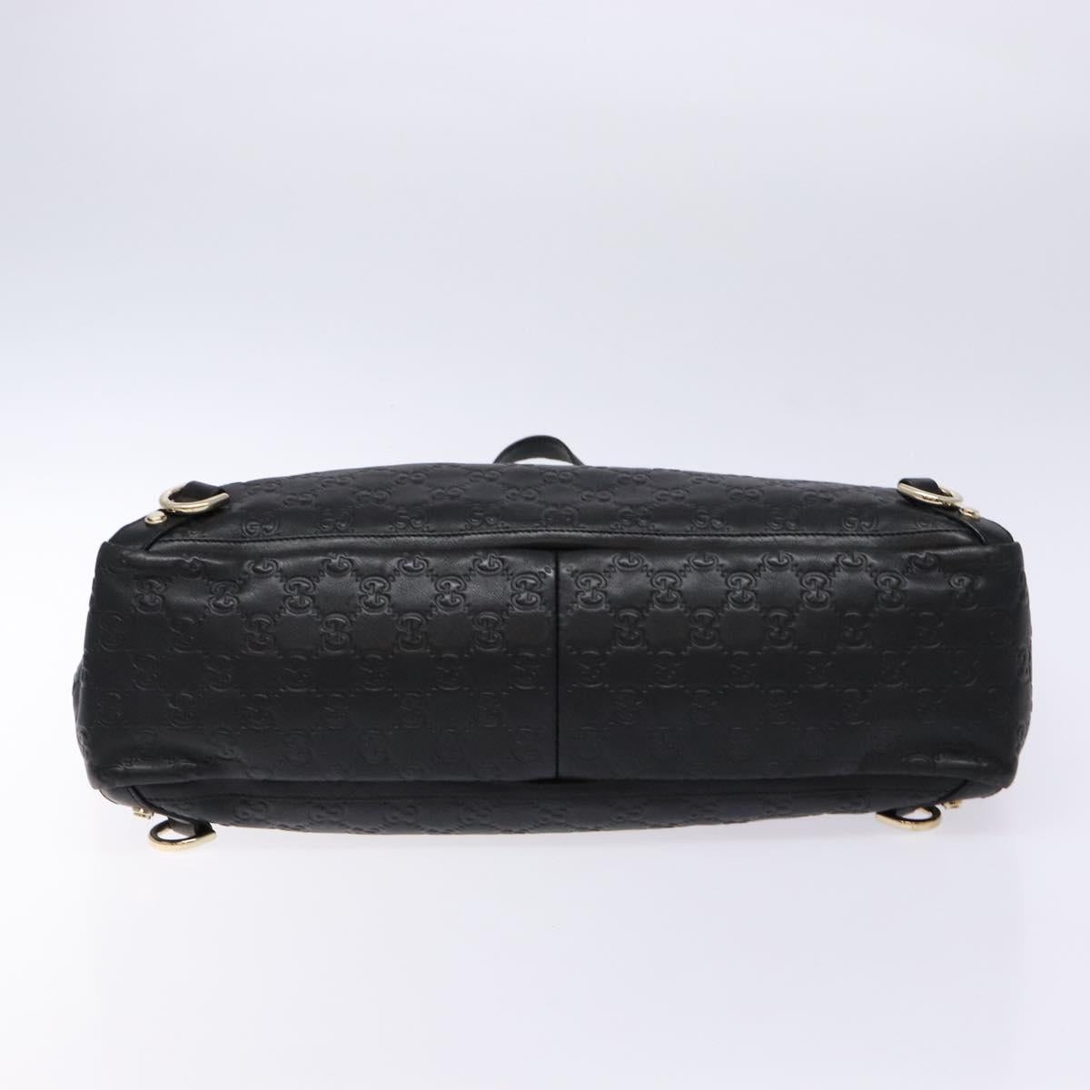GUCCI GG Canvas Guccissima Tote Bag Leather Black Gold 141472 Auth sw1223