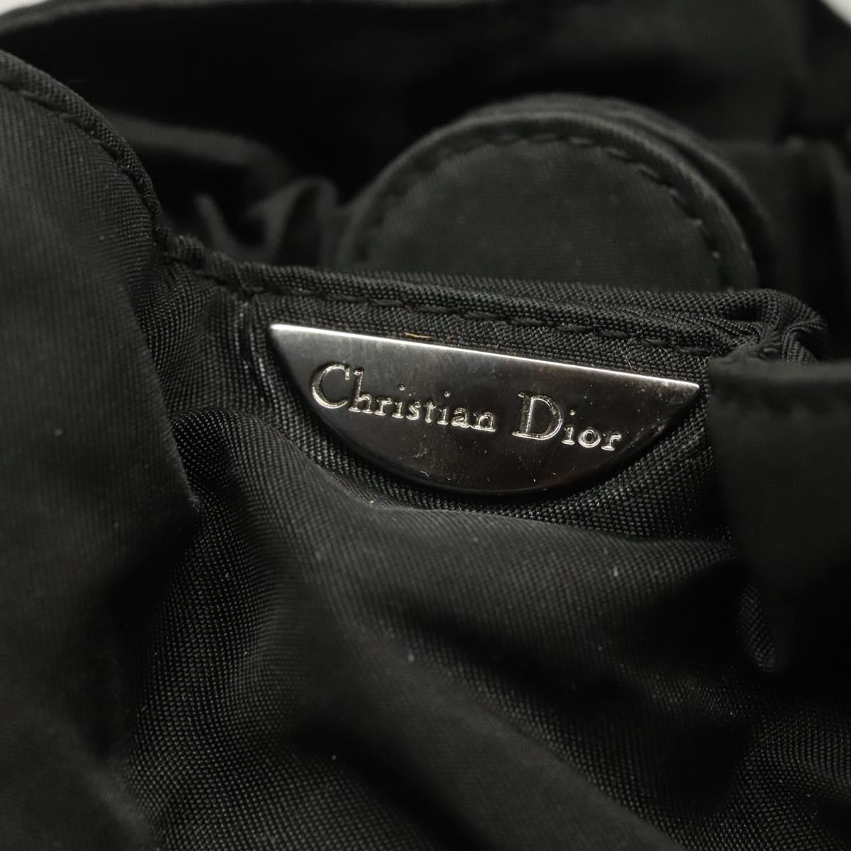 Christian Dior Maris Pearl Hand Bag Nylon Black Silver Auth sw1224