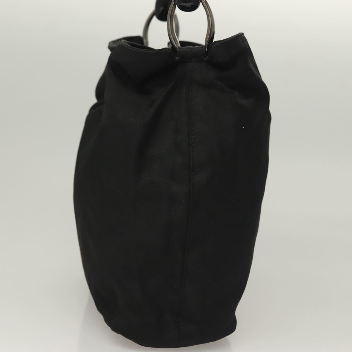 Christian Dior Maris Pearl Hand Bag Nylon Black Silver Auth sw1224