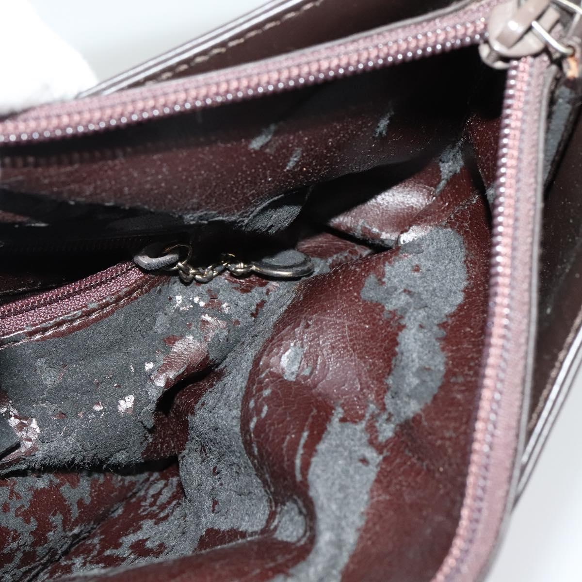 GUCCI Shoulder Bag Leather Brown Silver Auth sw1226