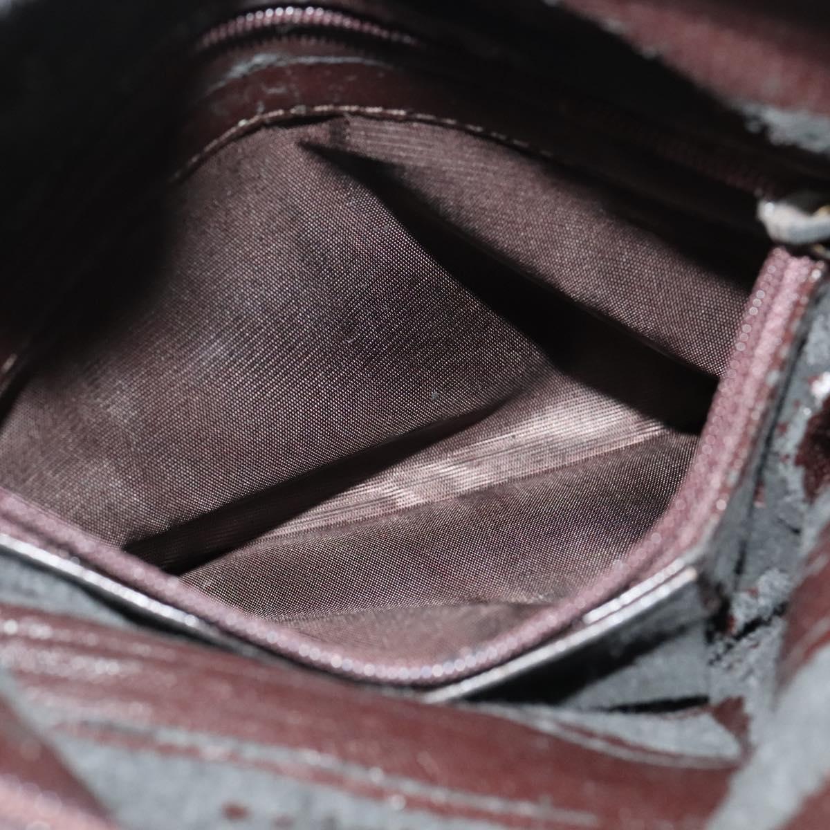 GUCCI Shoulder Bag Leather Brown Silver Auth sw1226