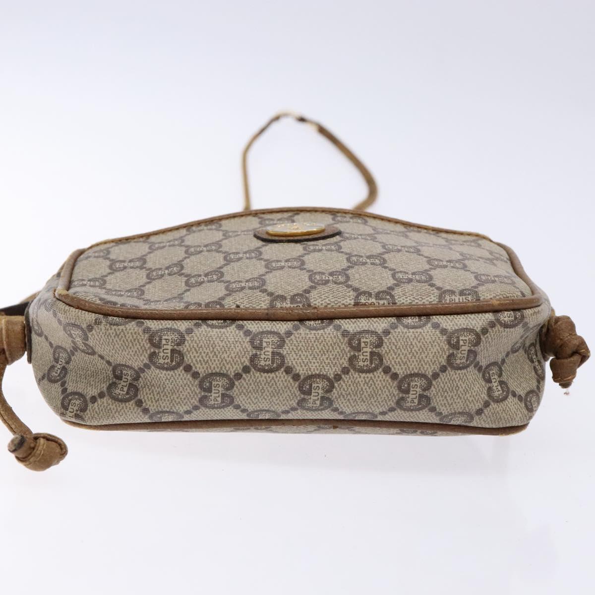 GUCCI GG Plus Supreme Shoulder Bag PVC Beige Auth sw1228