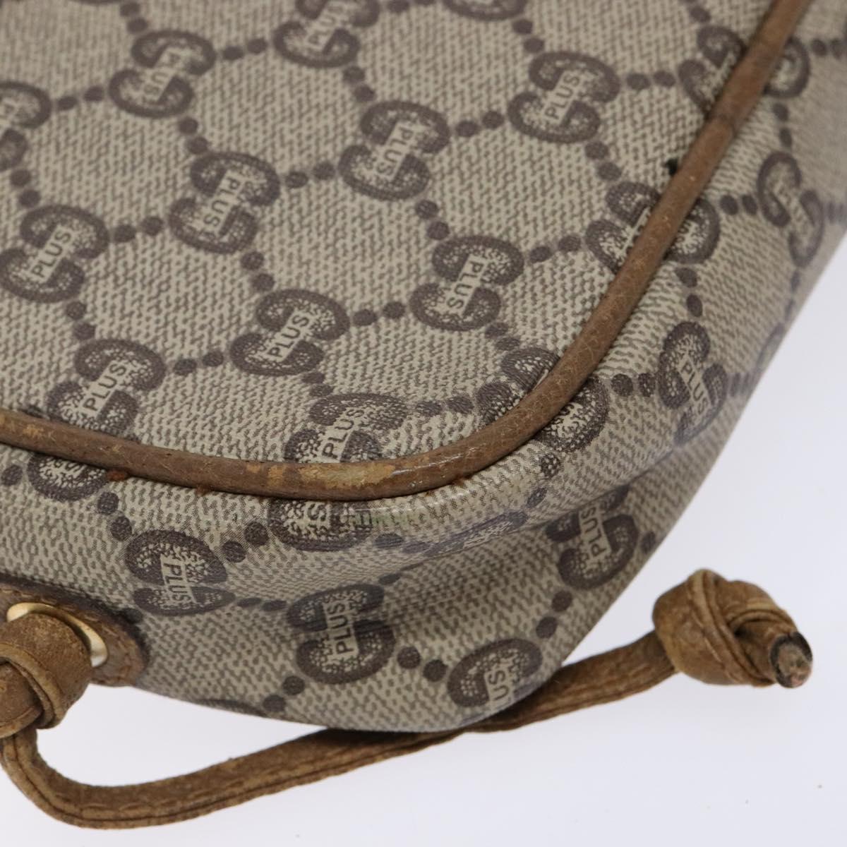 GUCCI GG Plus Supreme Shoulder Bag PVC Beige Auth sw1228