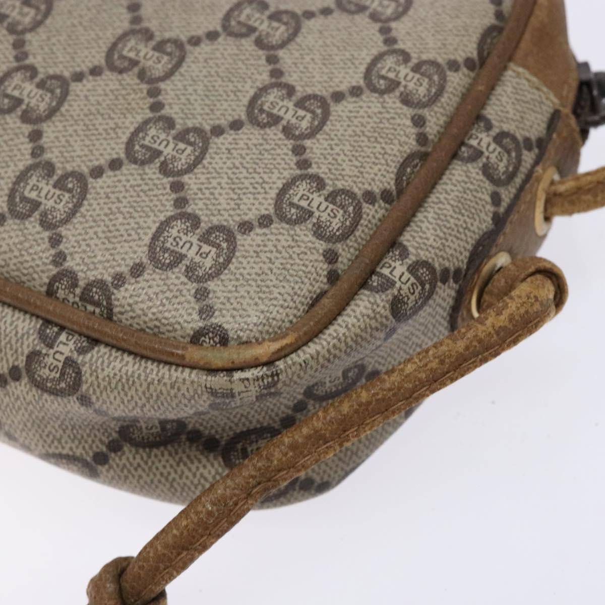 GUCCI GG Plus Supreme Shoulder Bag PVC Beige Auth sw1228