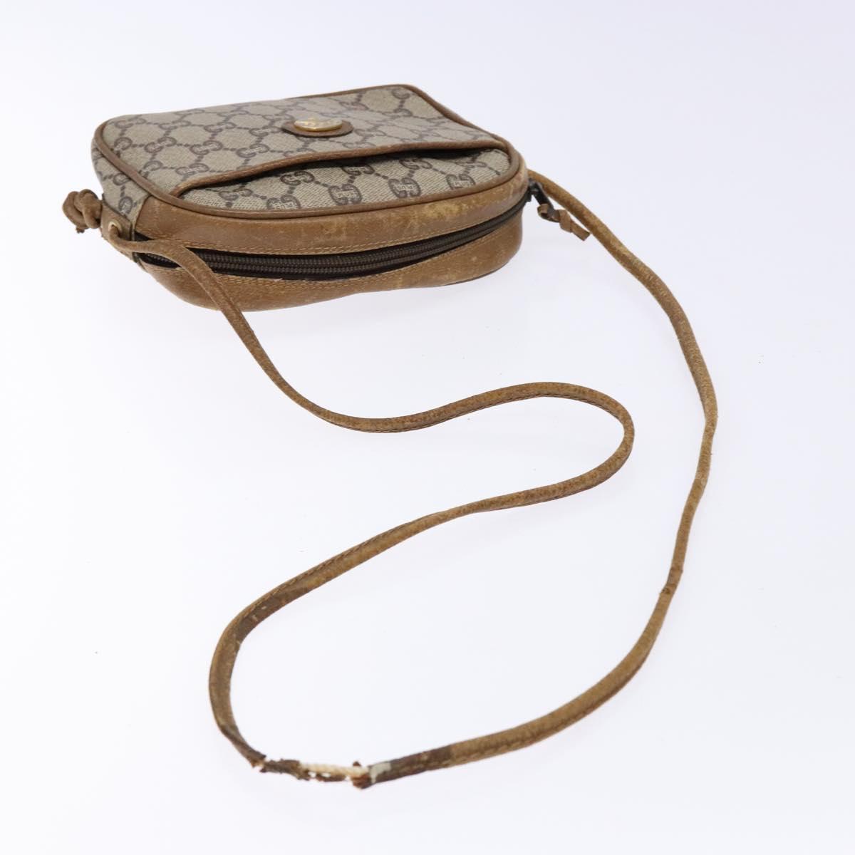GUCCI GG Plus Supreme Shoulder Bag PVC Beige Auth sw1228
