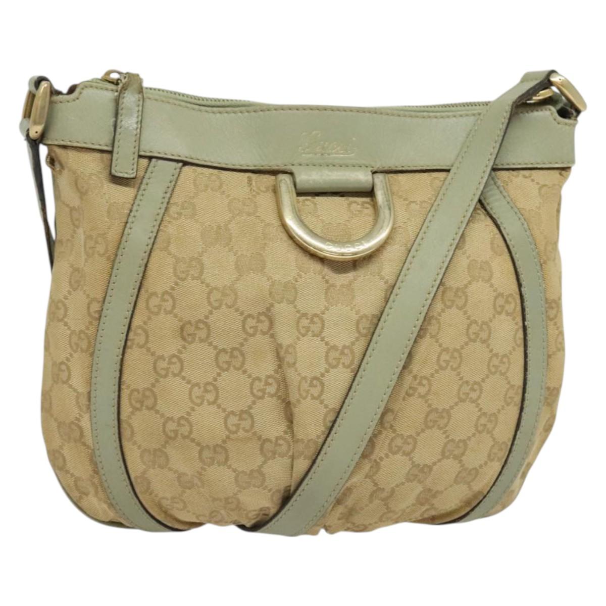 GUCCI GG Canvas Shoulder Bag Beige Gold 203257 Auth sw1229