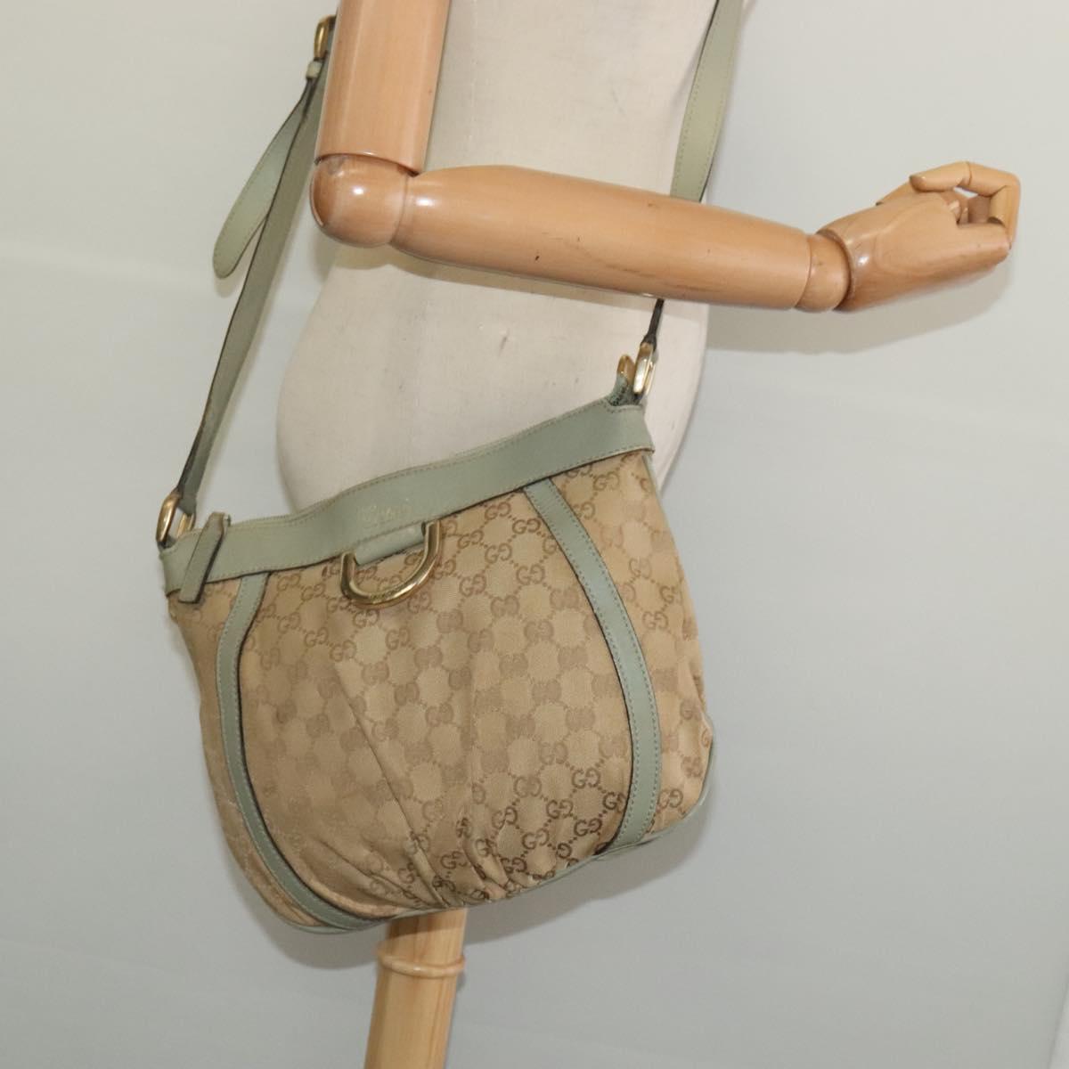 GUCCI GG Canvas Shoulder Bag Beige Gold 203257 Auth sw1229