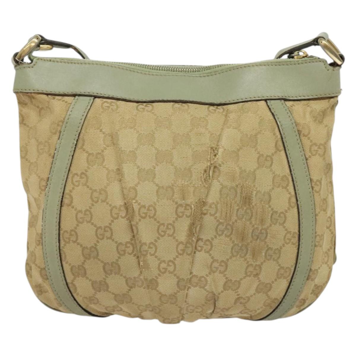 GUCCI GG Canvas Shoulder Bag Beige Gold 203257 Auth sw1229
