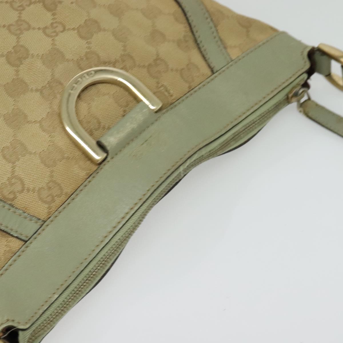 GUCCI GG Canvas Shoulder Bag Beige Gold 203257 Auth sw1229