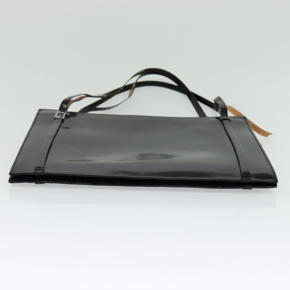 GUCCI Shoulder Bag Patent leather Black Silver Auth sw1231