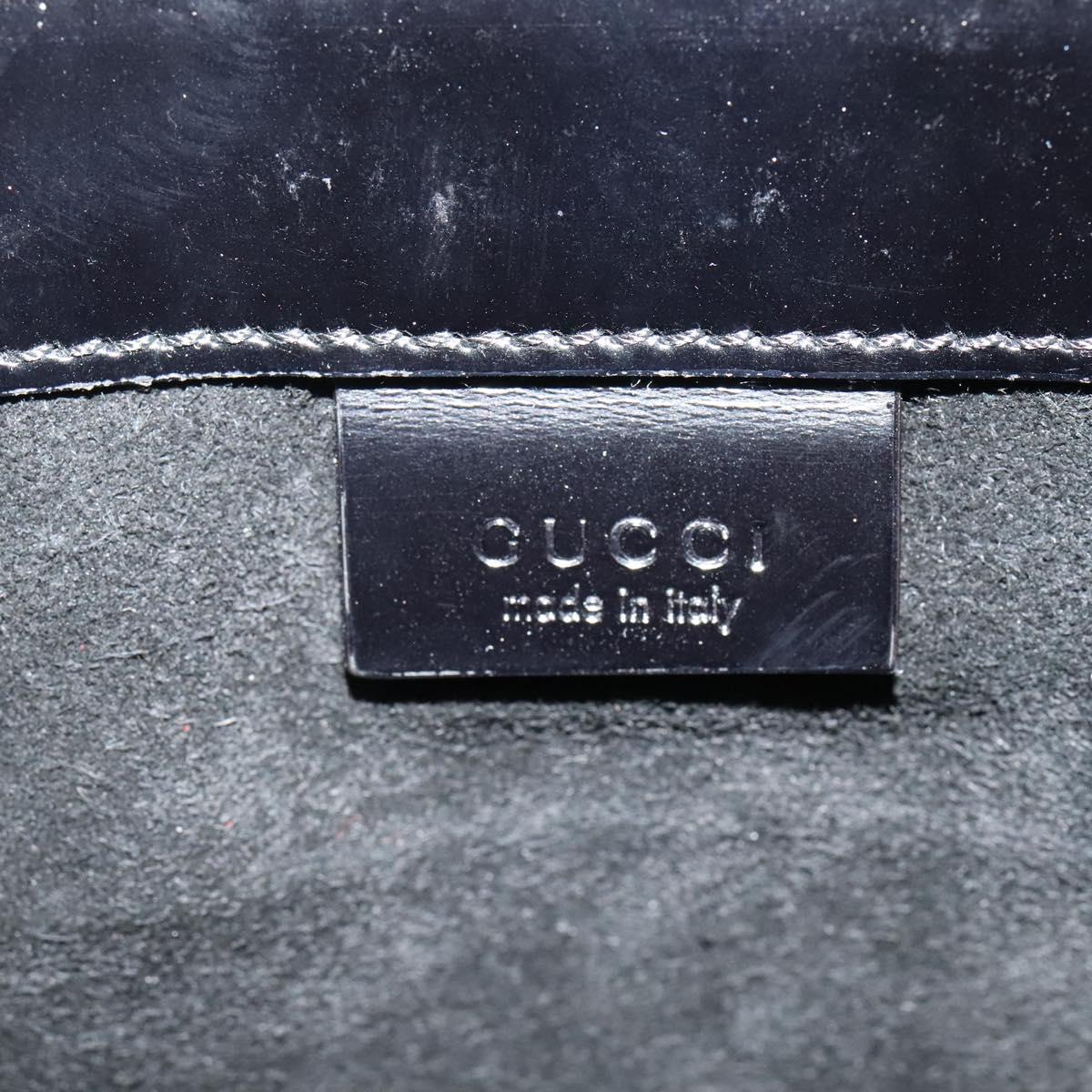 GUCCI Shoulder Bag Patent leather Black Silver Auth sw1231