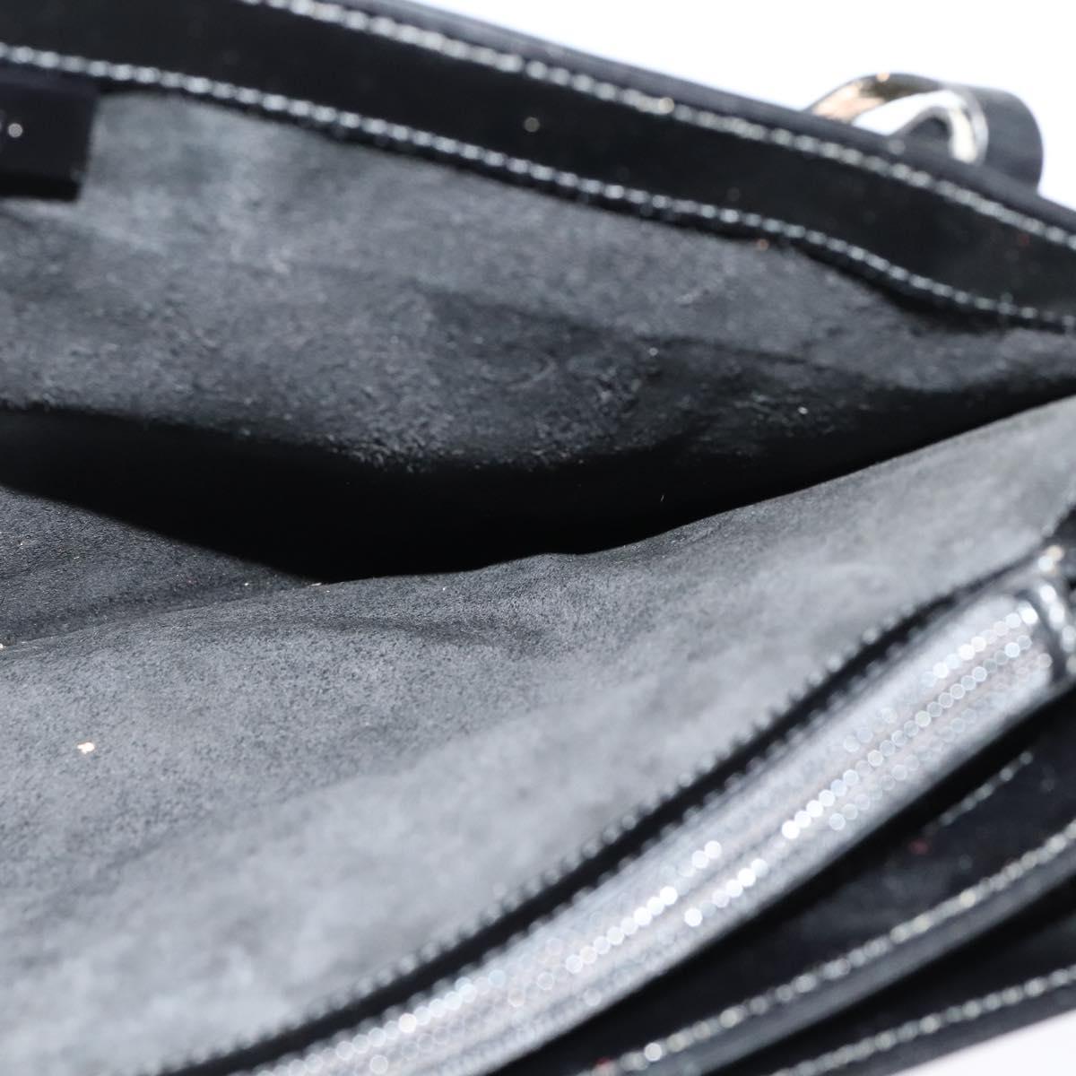 GUCCI Shoulder Bag Patent leather Black Silver Auth sw1231