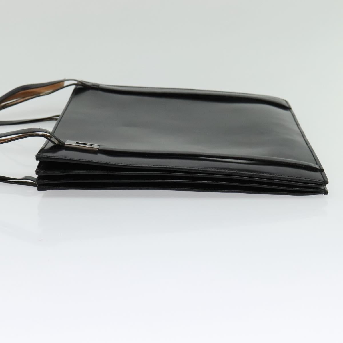GUCCI Shoulder Bag Patent leather Black Silver Auth sw1231