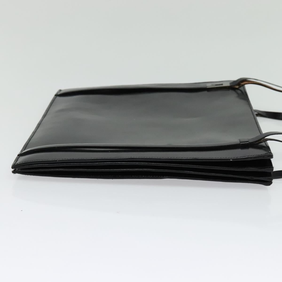 GUCCI Shoulder Bag Patent leather Black Silver Auth sw1231