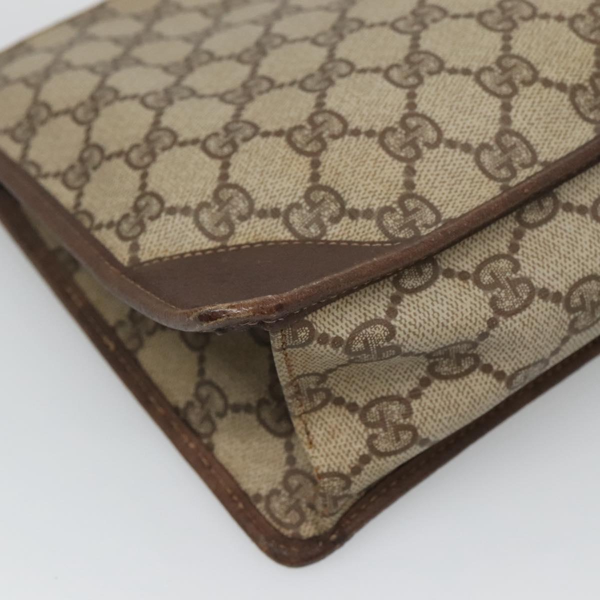 GUCCI GG Supreme Clutch Bag PVC Beige Gold 97 01 029 Auth sw1232