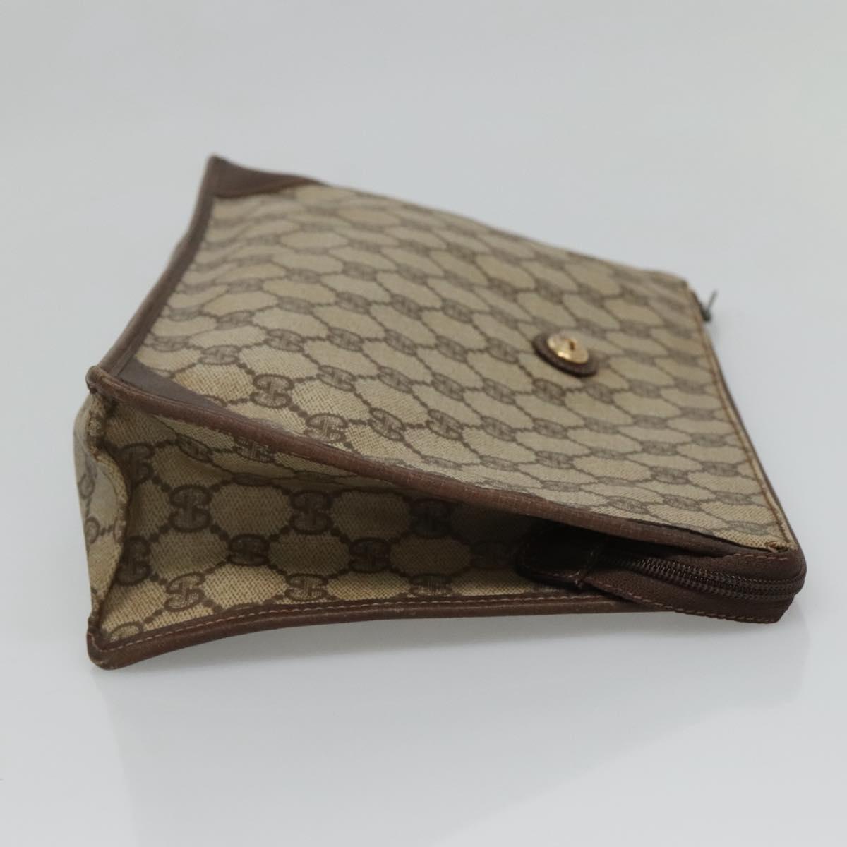 GUCCI GG Supreme Clutch Bag PVC Beige Gold 97 01 029 Auth sw1232