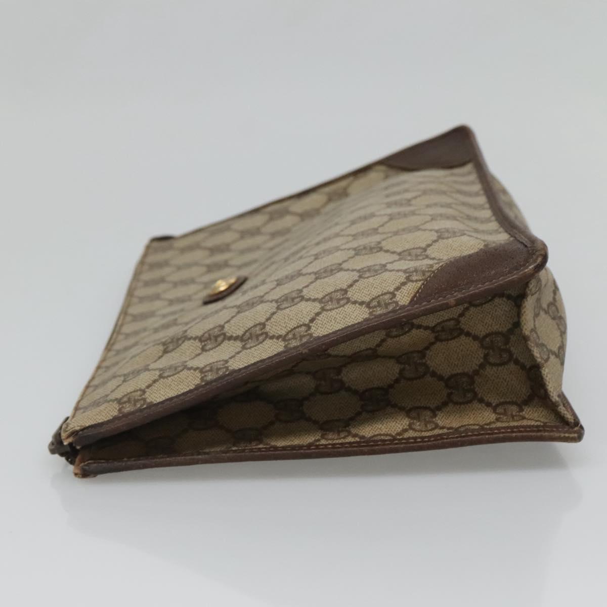 GUCCI GG Supreme Clutch Bag PVC Beige Gold 97 01 029 Auth sw1232