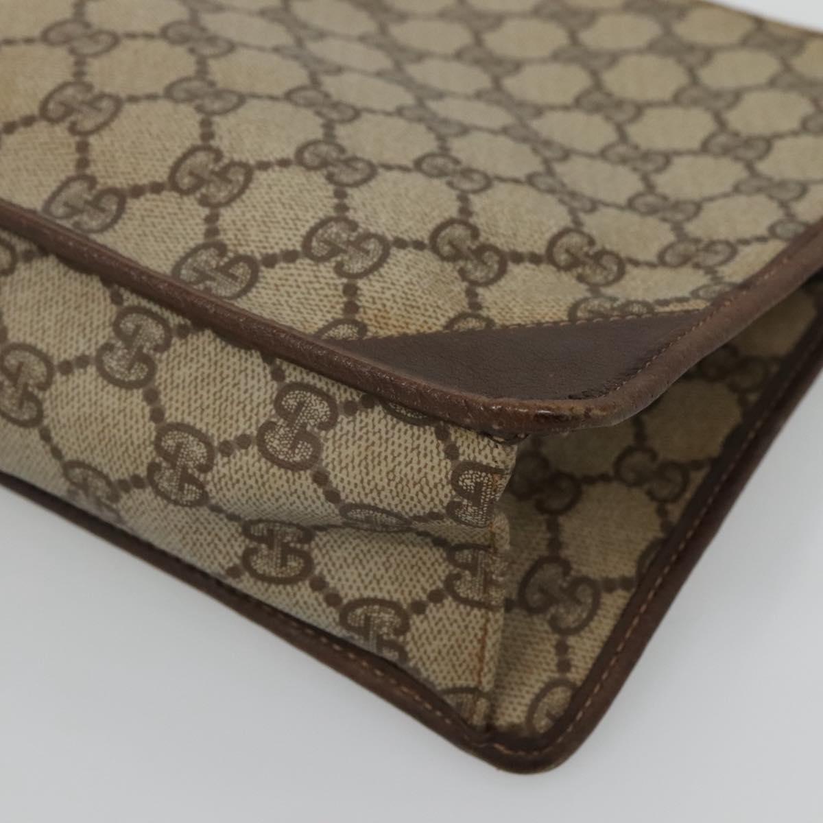 GUCCI GG Supreme Clutch Bag PVC Beige Gold 97 01 029 Auth sw1232