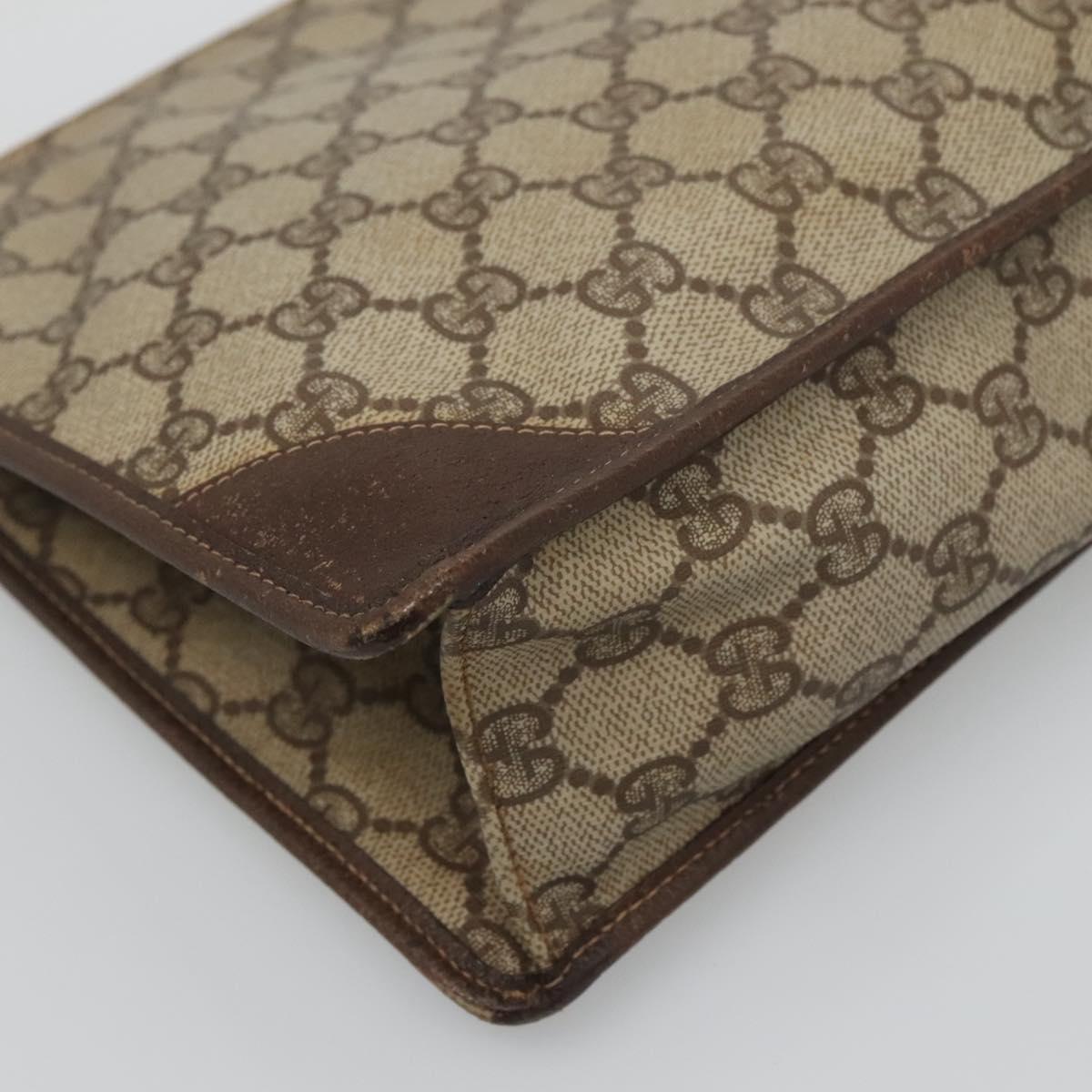 GUCCI GG Supreme Clutch Bag PVC Beige Gold 97 01 029 Auth sw1232