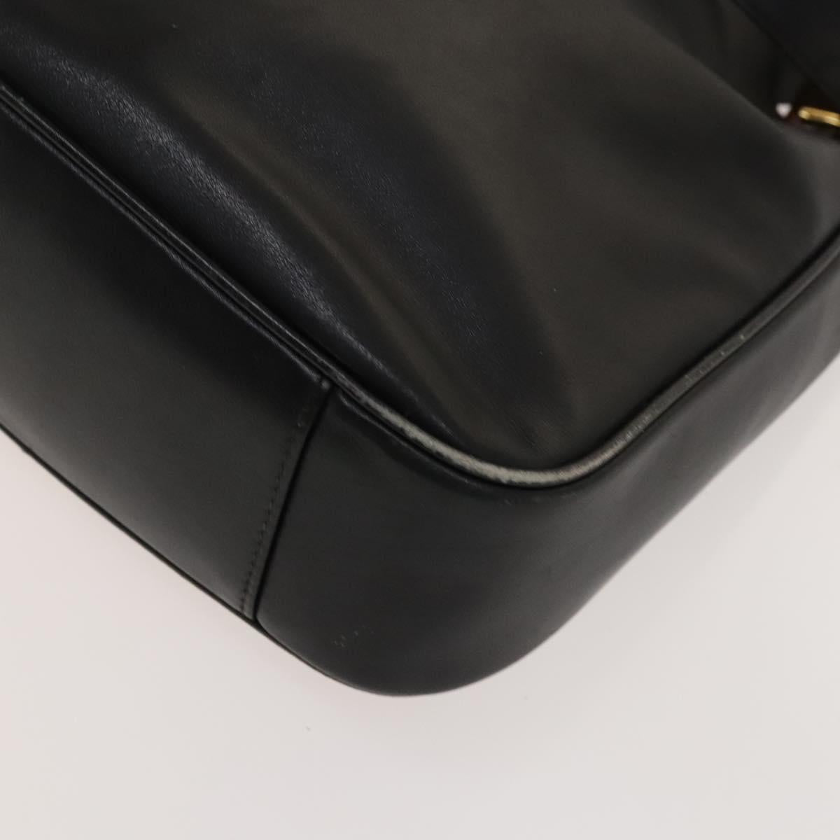 GUCCI Bamboo Hand Bag Leather 2way Black Gold 001 2113 1638 Auth sw1235