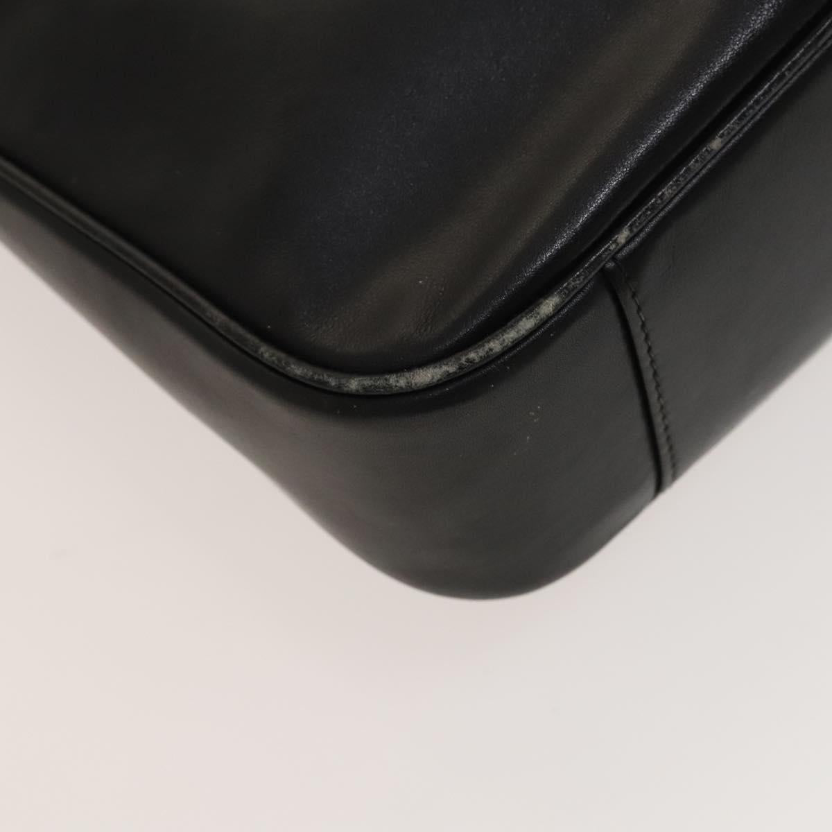 GUCCI Bamboo Hand Bag Leather 2way Black Gold 001 2113 1638 Auth sw1235