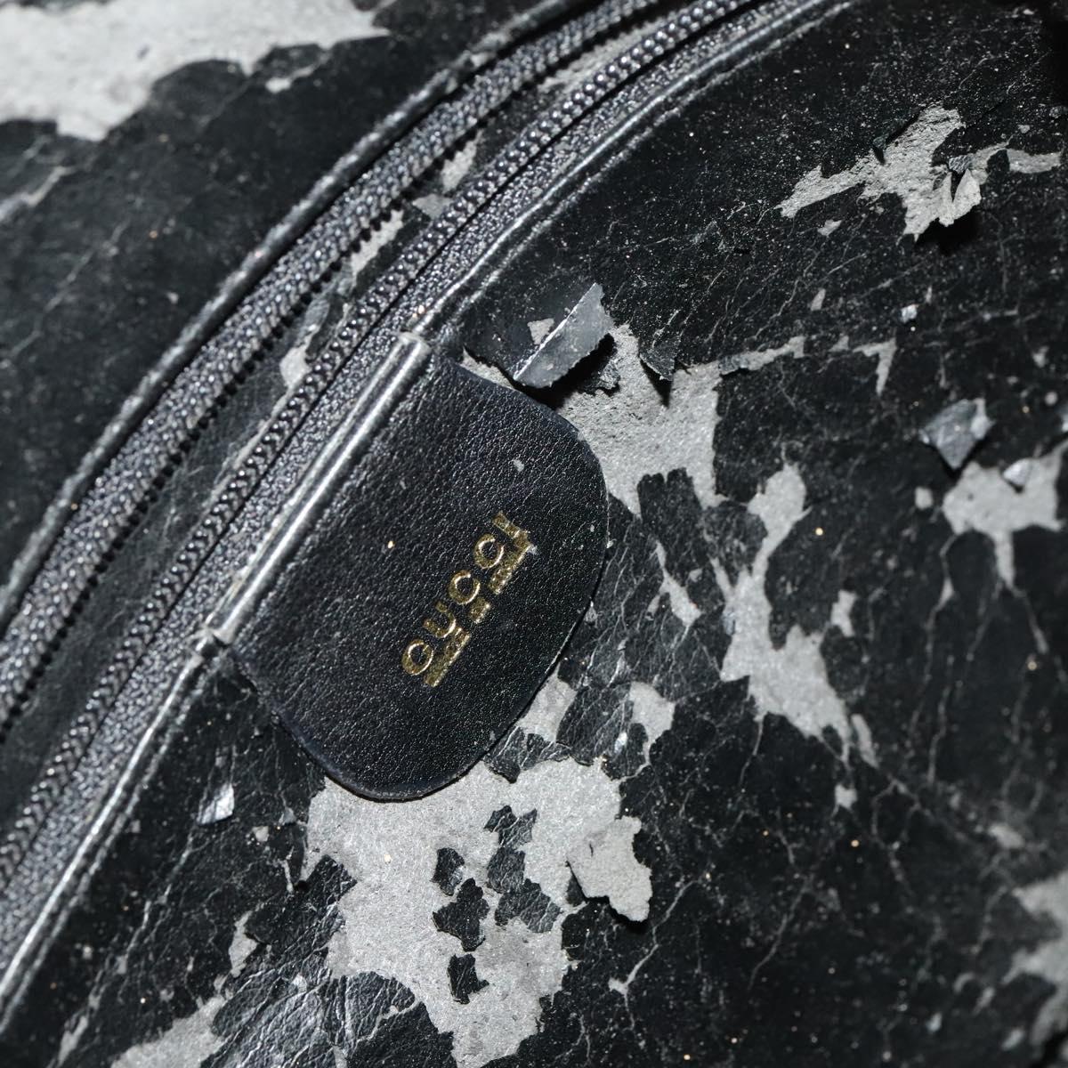 GUCCI Bamboo Hand Bag Leather 2way Black Gold 001 2113 1638 Auth sw1235
