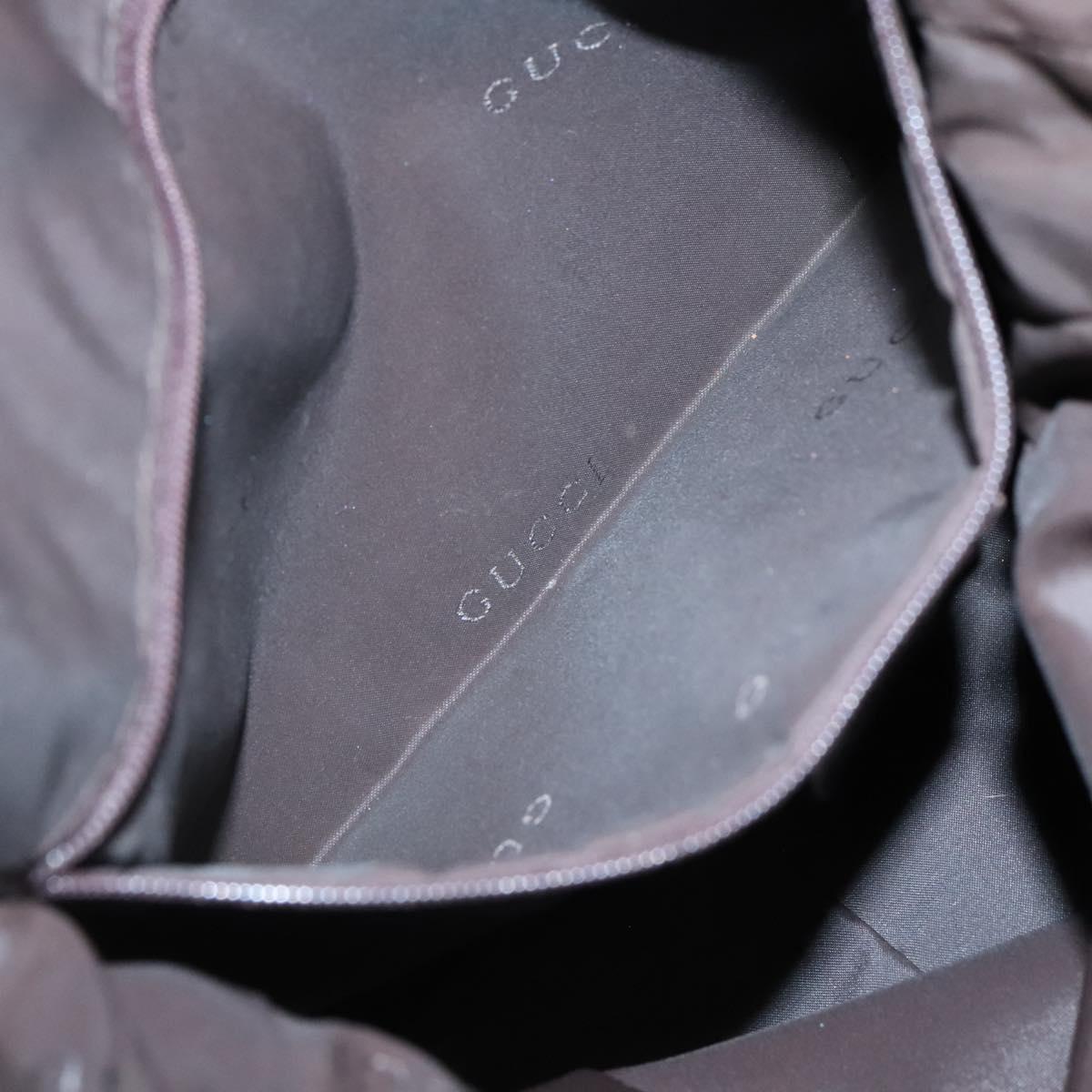 GUCCI Bamboo Hand Bag Nylon 2way Khaki Silver 001 1577 2123 Auth sw1236
