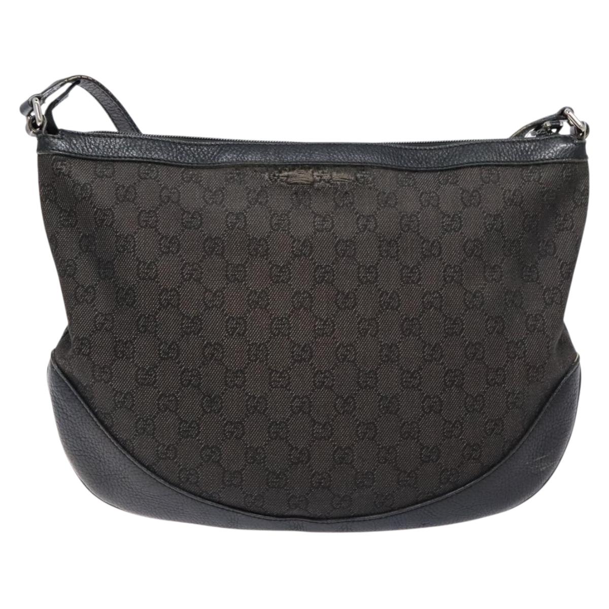 GUCCI GG Canvas Shoulder Bag Black Silver 272380 Auth sw1237