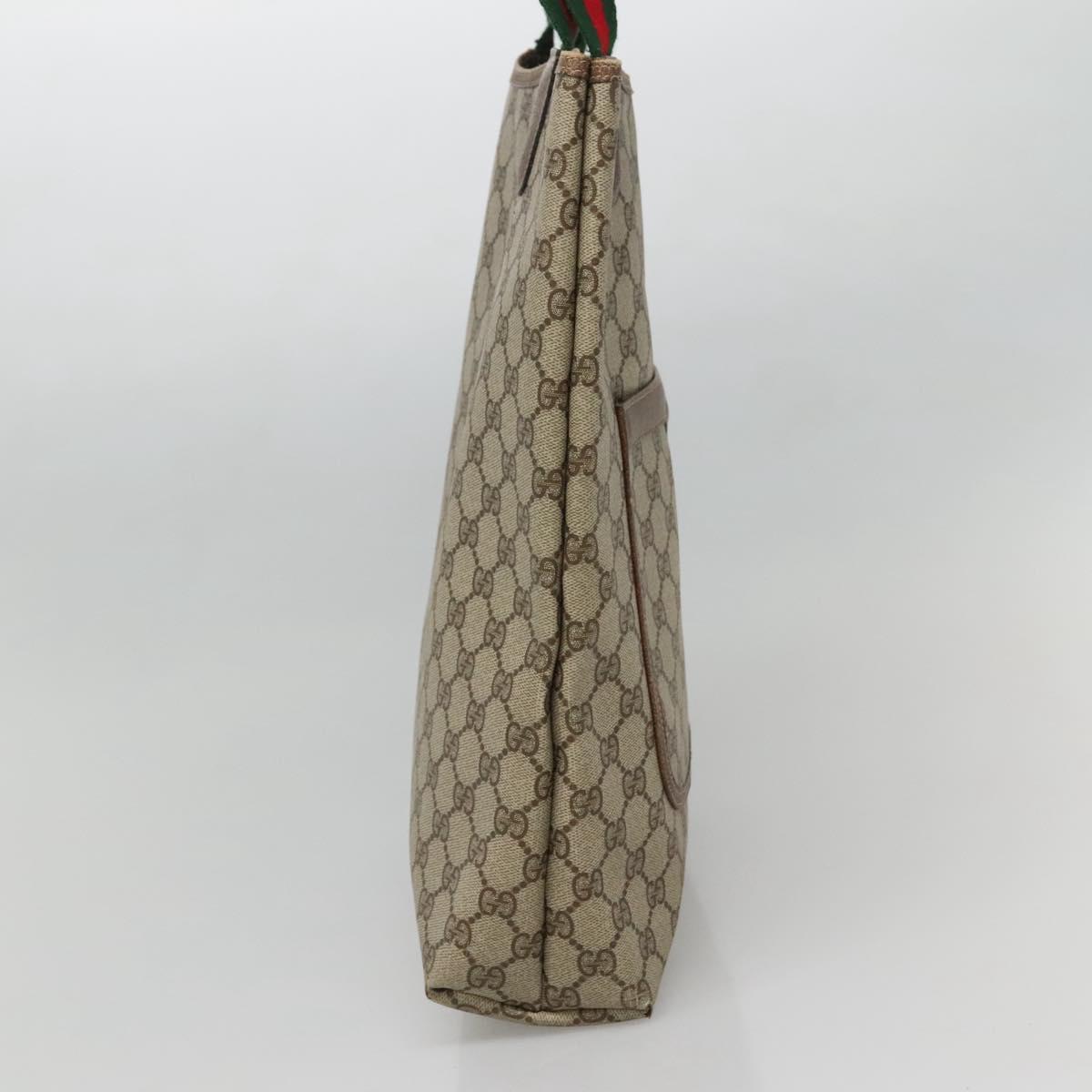 GUCCI GG Supreme Web Sherry Line Tote Bag PVC Beige Gold 39 02 003 Auth sw1238