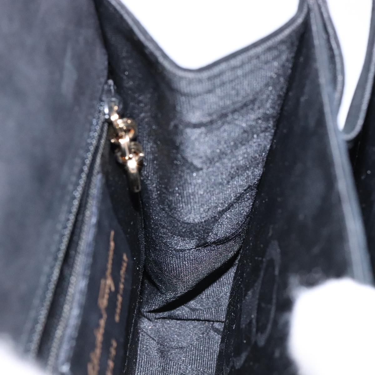 Salvatore Ferragamo Hand Bag Suede Black Gold Auth sw1248