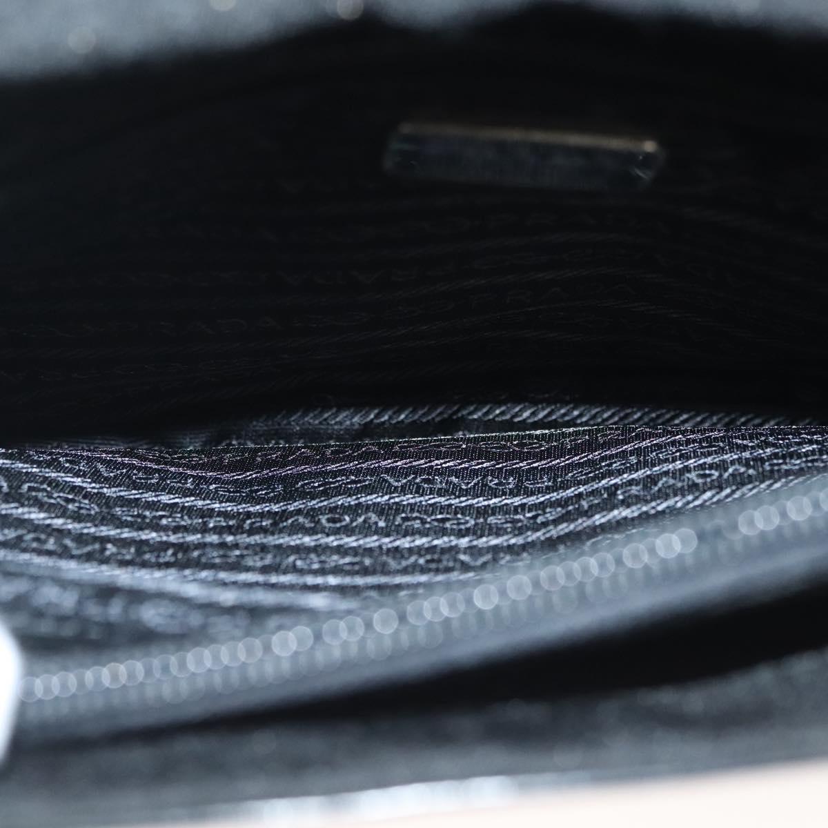 PRADA Hand Bag Canvas Black Silver Auth sw1249