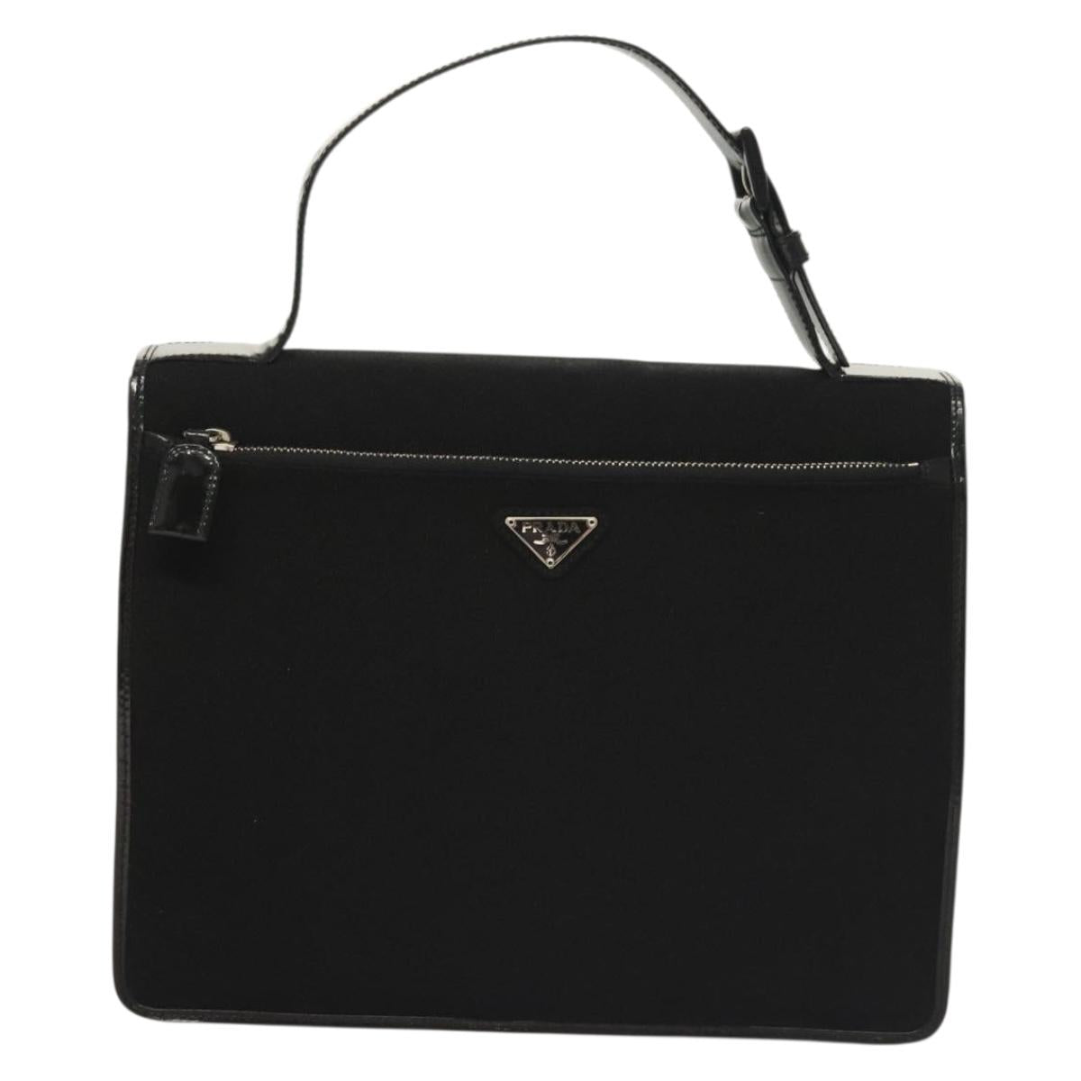 PRADA Hand Bag Canvas Black Silver Auth sw1249