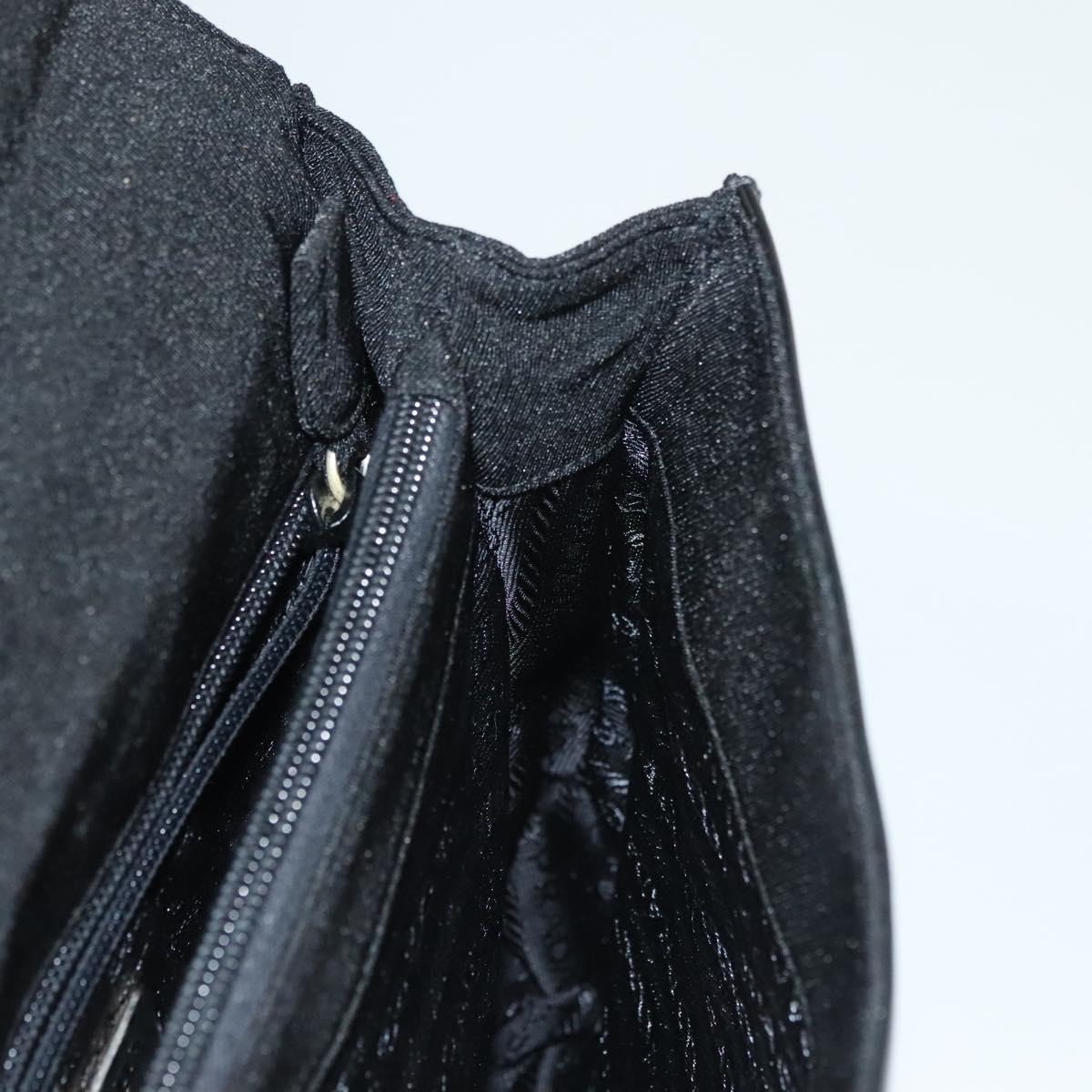 PRADA Hand Bag Canvas Black Silver Auth sw1249