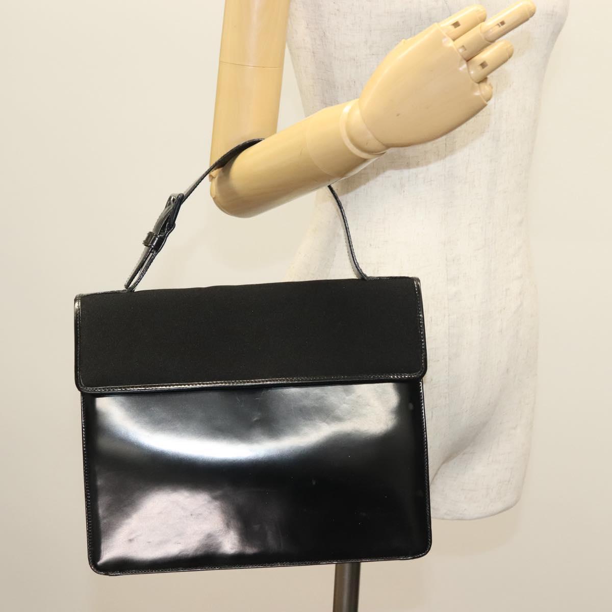 PRADA Hand Bag Canvas Black Silver Auth sw1249