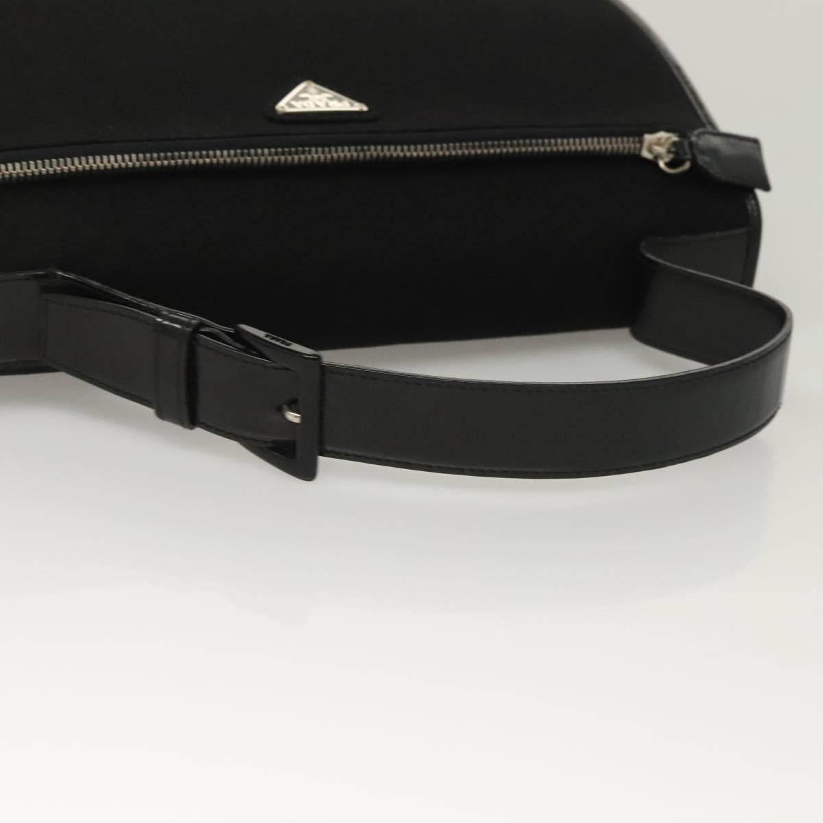 PRADA Hand Bag Canvas Black Silver Auth sw1249