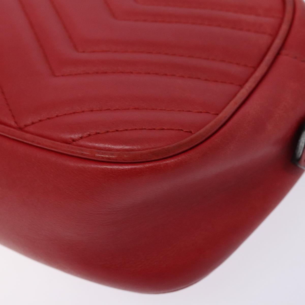 GUCCI GG Marmont Shoulder Bag Leather Red Gold 447632 Auth sw1251