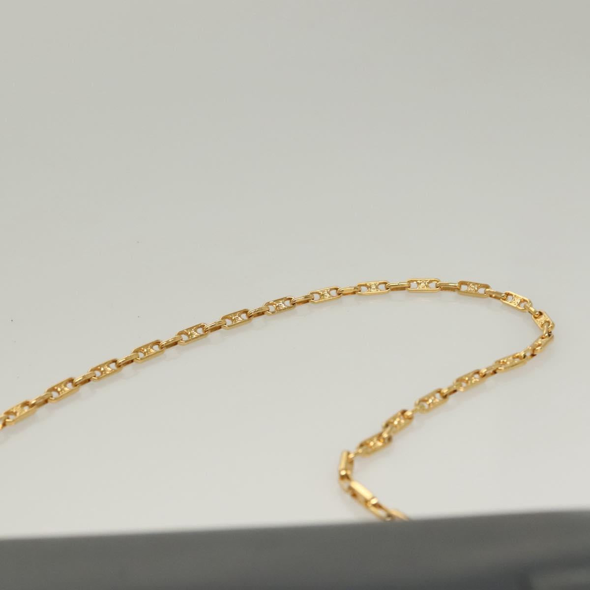 CELINE Chain Hand Bag Leather Navy Gold Auth sw1259